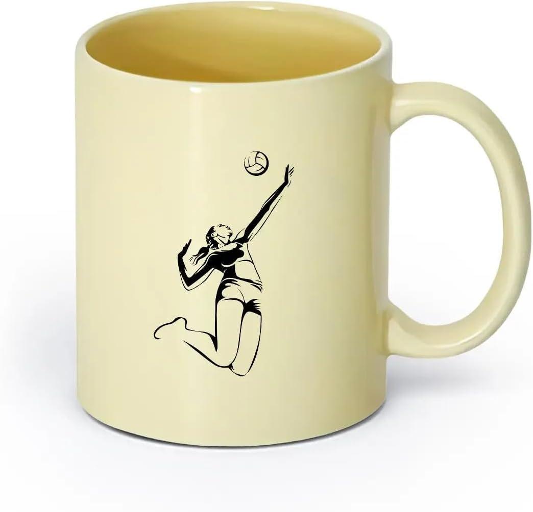 image:imageCaf et boissons chaudes Logo des joueurs de volleyball jeu dquipe sportive 11oz320ml Cadeau humoristique pour les amateurs de caf les collgues et les amis VertS08010
