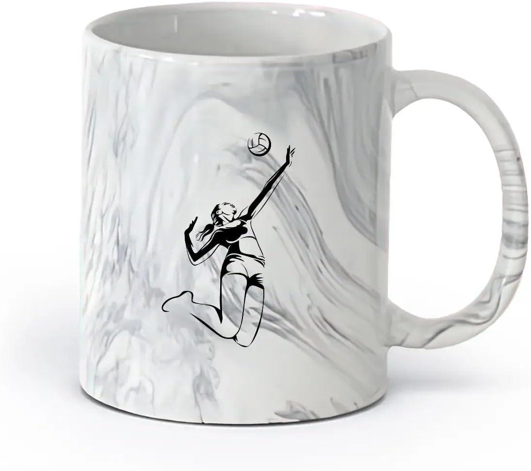 image:imageCaf et boissons chaudes Logo des joueurs de volleyball jeu dquipe sportive 11oz320ml Cadeau humoristique pour les amateurs de caf les collgues et les amis VertS08010