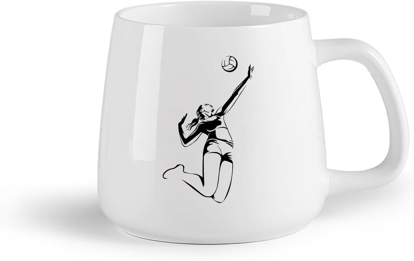 image:imageCaf et boissons chaudes Logo des joueurs de volleyball jeu dquipe sportive 11oz320ml Cadeau humoristique pour les amateurs de caf les collgues et les amis VertS08010