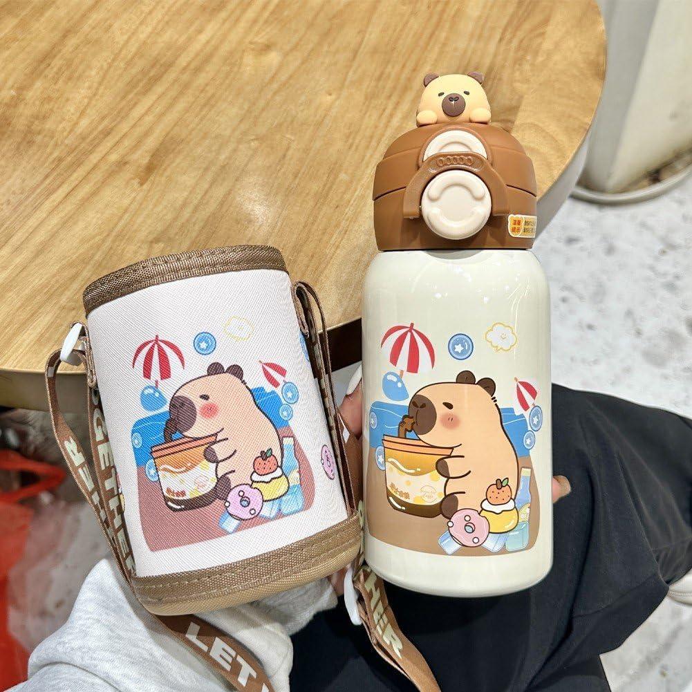image:imageGourde Capybaras 500 en Acier Inoxydable Isotherme sous Vide avec Bouchon Paille Idale pour Les Boissons Sportives