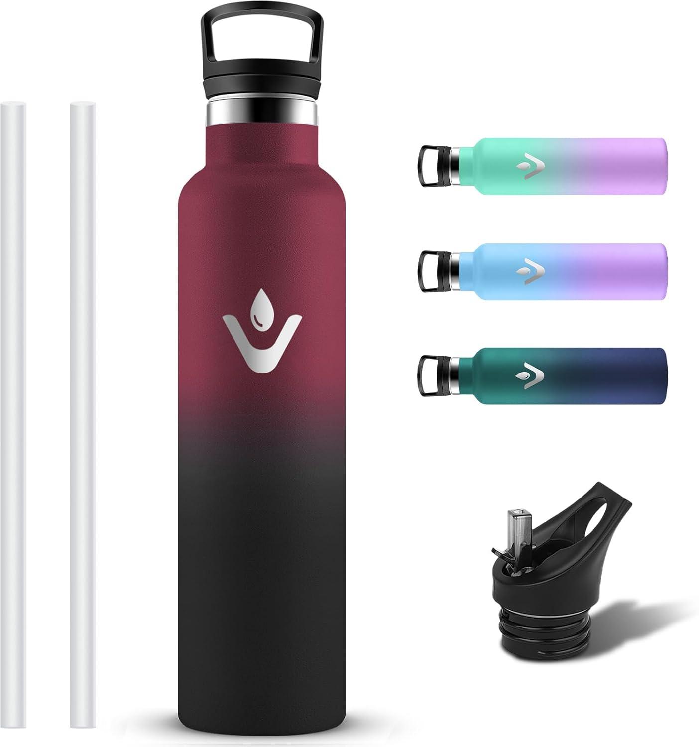 image:imageGourde Isotherme Gourde 1l Sans BPA Bouteille Isotherme Anti Fuite Gourd Metal Double Isolation Gourd Sport 24h Froid amp 12h Chaud Bouteille deau pour Randonne Camping Aptitude YogaRougenoir