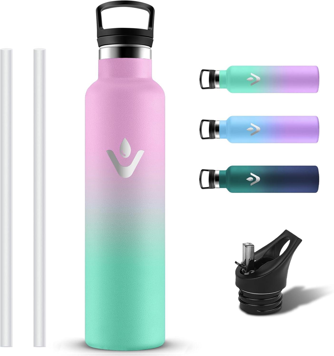 image:imageGourde Isotherme Gourde 1l Sans BPA Bouteille Isotherme Anti Fuite Gourd Metal Double Isolation Gourd Sport 24h Froid amp 12h Chaud Bouteille deau pour Randonne Camping Aptitude YogaRosevert
