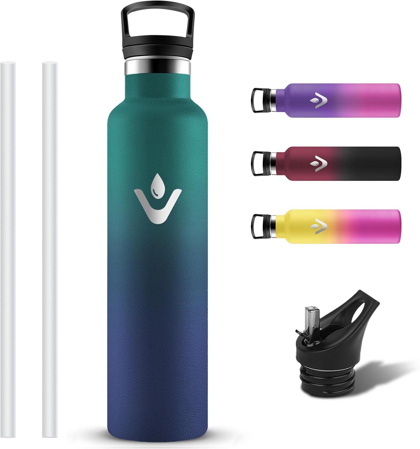 image:imageGourde Isotherme Gourde 1l Sans BPA Bouteille Isotherme Anti Fuite Gourd Metal Double Isolation Gourd Sport 24h Froid amp 12h Chaud Bouteille deau pour Randonne Camping Aptitude YogaVertbleu
