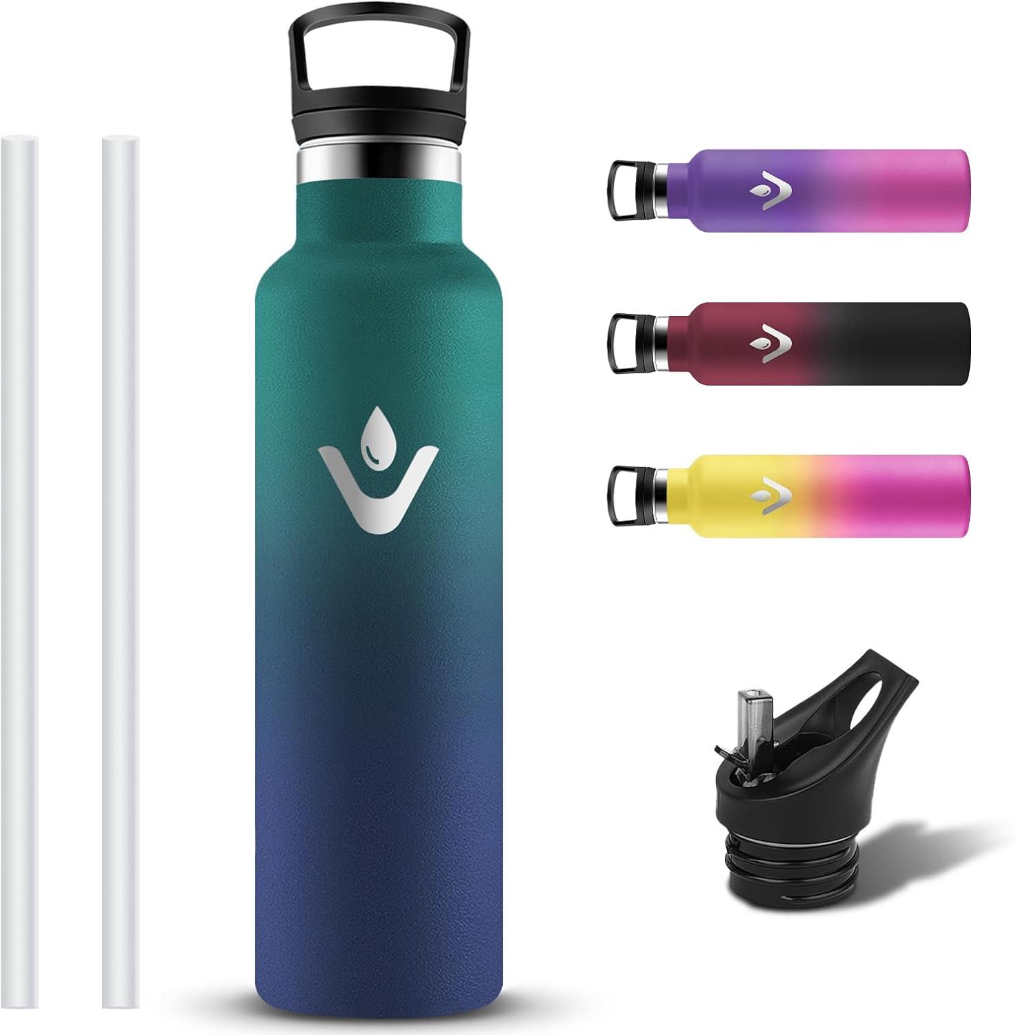image:imageGourde Isotherme Gourde 1l Sans BPA Bouteille Isotherme Anti Fuite Gourd Metal Double Isolation Gourd Sport 24h Froid amp 12h Chaud Bouteille deau pour Randonne Camping Aptitude YogaVertbleu