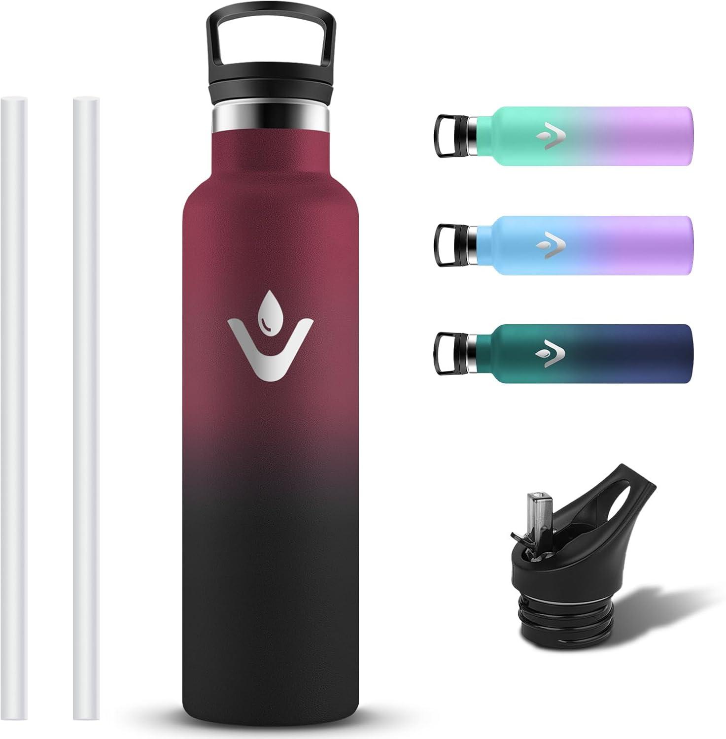 image:imageGourde Isotherme Gourde 1l Sans BPA Bouteille Isotherme Anti Fuite Gourd Metal Double Isolation Gourd Sport 24h Froid amp 12h Chaud Bouteille deau pour Randonne Camping Aptitude YogaRougenoir