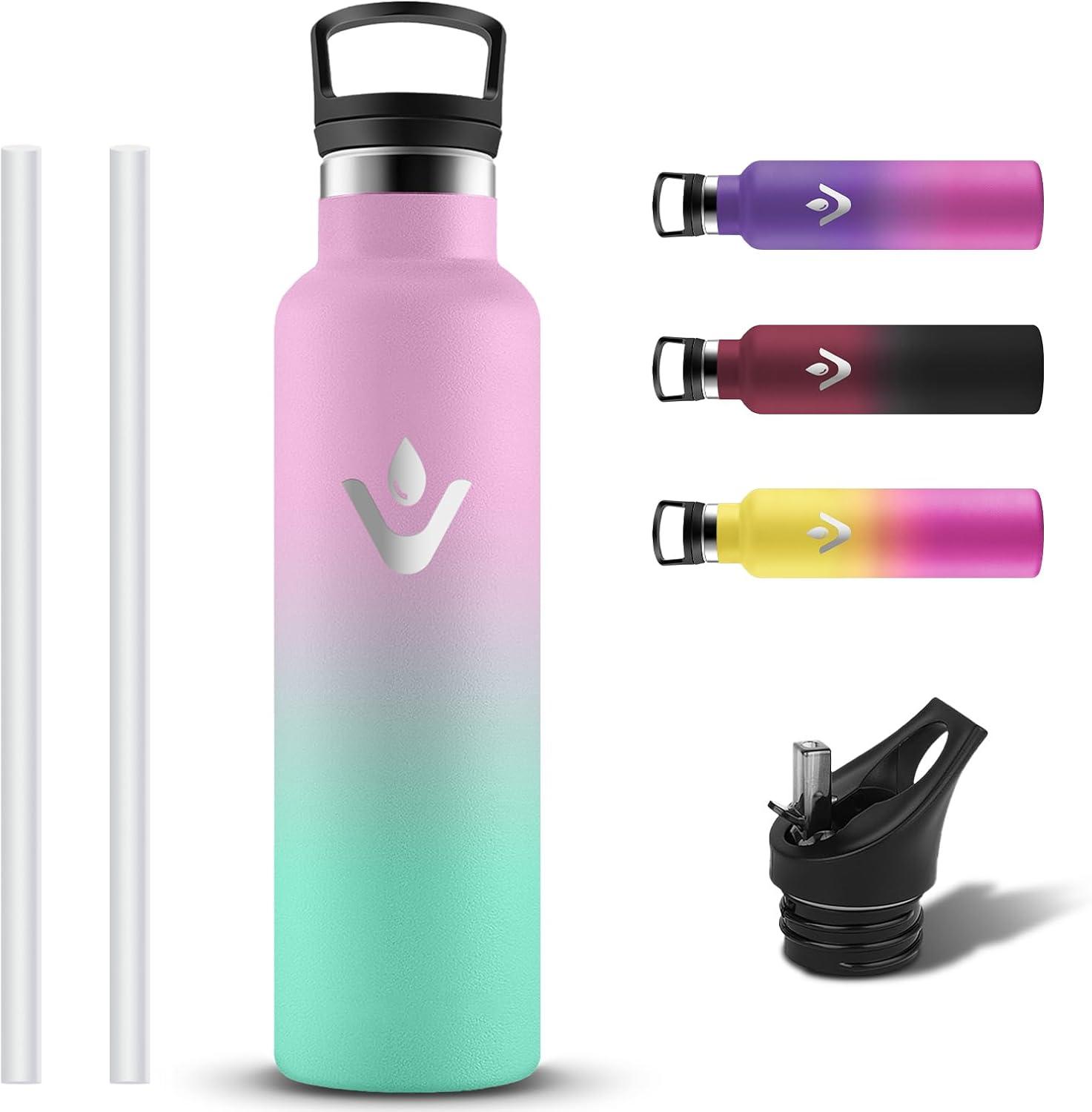 image:imageGourde Isotherme Gourde 1l Sans BPA Bouteille Isotherme Anti Fuite Gourd Metal Double Isolation Gourd Sport 24h Froid amp 12h Chaud Bouteille deau pour Randonne Camping Aptitude YogaRosevert