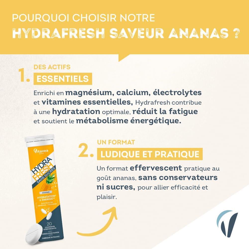 image:imageHydraFresh 4 saveurs Pastilles hydratation Effervescentes Magnsium lectrolytes Calcium Vitamines C et B Complment alimentaire nergie saveur Cerise Pche Ananas Citron Sans sucresCerise Pche Ananas et Citron