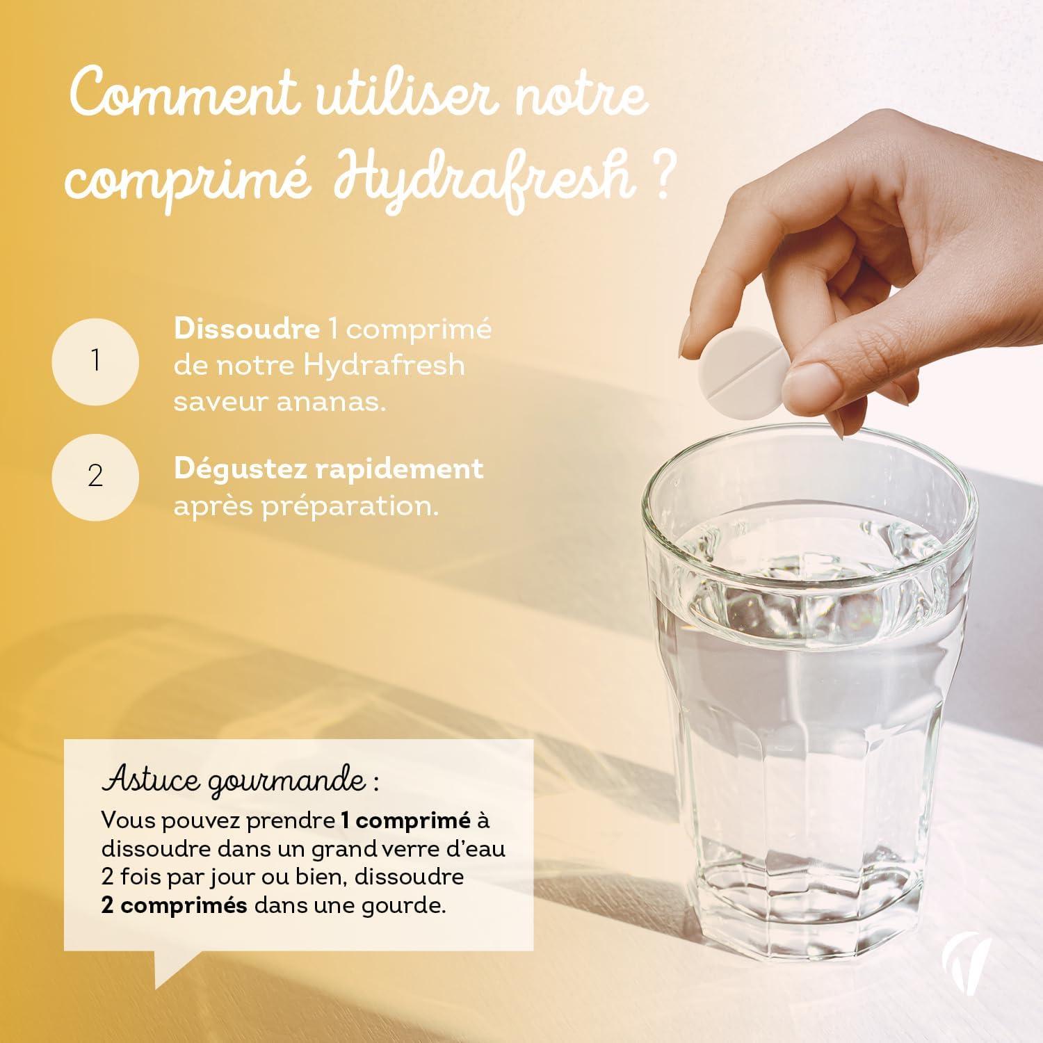 image:imageHydraFresh 4 saveurs Pastilles hydratation Effervescentes Magnsium lectrolytes Calcium Vitamines C et B Complment alimentaire nergie saveur Cerise Pche Ananas Citron Sans sucresCerise Pche Ananas et Citron