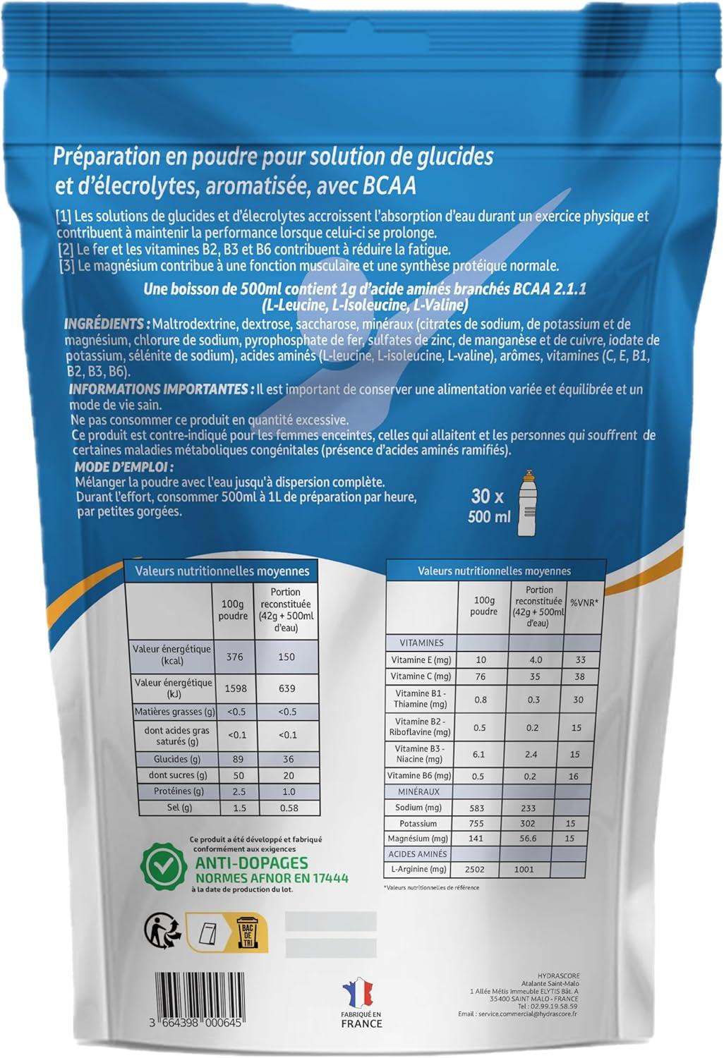 image:imageHydrascore Boisson dAttente Citron Vert 1200 g Boisson Hypotonique Avant lEffort Apporte nergie Progressive Glucides LArginine lectrolytes amp 6 Vitamines Running Vlo Trail H1030