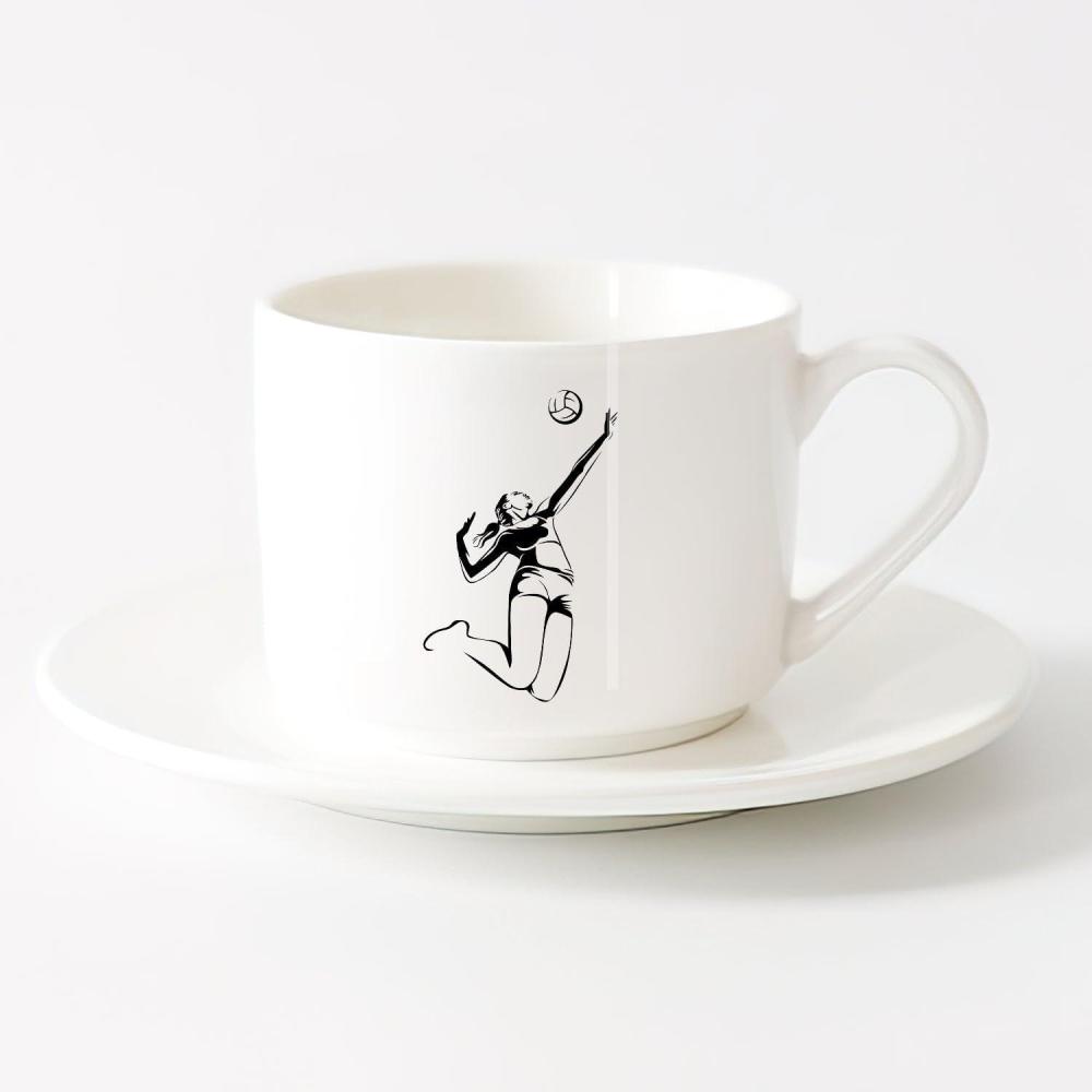 image:imageCaf et boissons chaudes Logo des joueurs de volleyball jeu dquipe sportive 11oz320ml Cadeau humoristique pour les amateurs de caf les collgues et les amis VertS08010