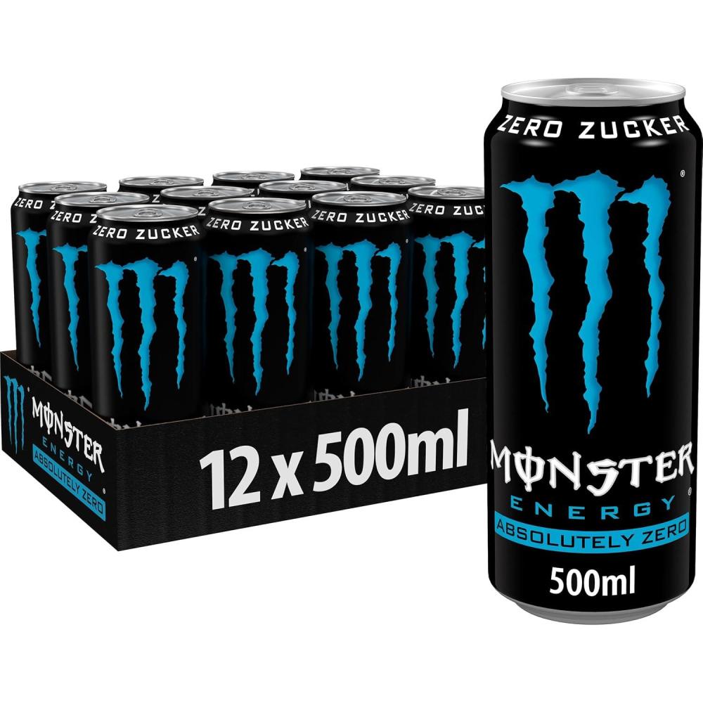 image:imageCanette Monster Energy Absolutely Zero Boisson nergisante Sans Sucre Energy Drink avec Taurine et Cafine Pack de 12 12 x 50 cl
