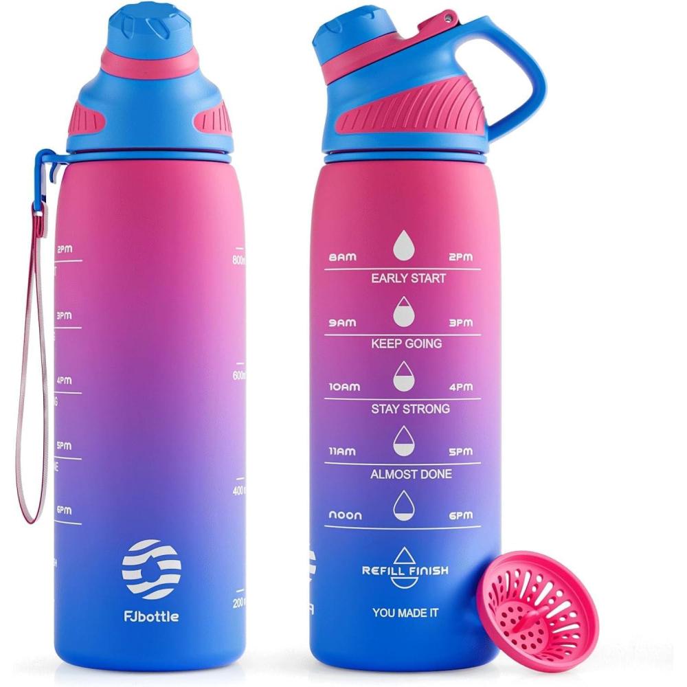 image:imageFjbottle Bouteille deau 1L avec Couvercle Magntique Grande Gourde deau sans BPA Bouteille de Boisson tanche pour Gym DemiGallon Bouteille deau pour Fitness Sports ExtrieurRosebleu