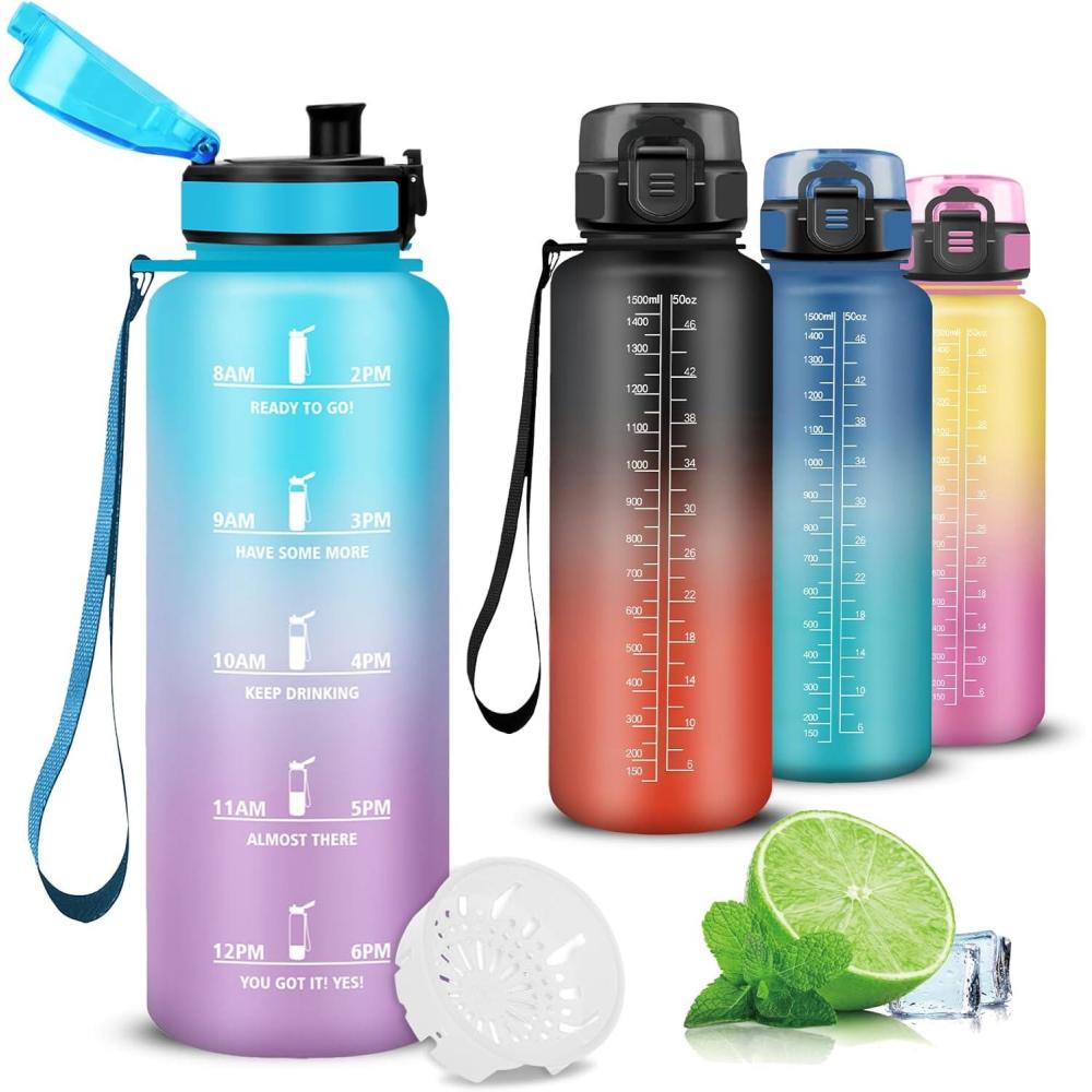 image:imageGourde 1l Gourde Sport AntiFuite Gourdes Gradue Gourdes Adulte avec Slogan de Motivation Facile Transporter Bouteille deau pour Voyage Camping Randonne YogaBleuviolet