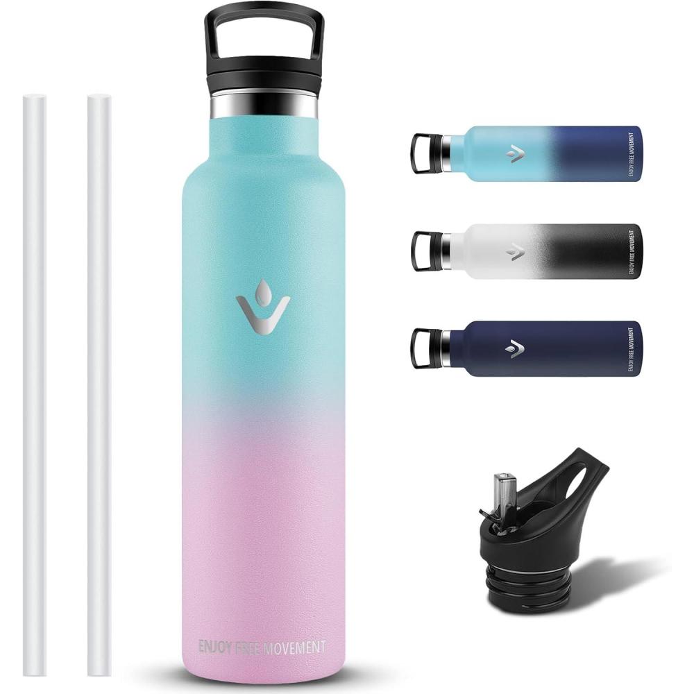 image:imageGourde Isotherme Gourde 1l Sans BPA Bouteille Isotherme Anti Fuite Gourd Metal Double Isolation Gourd Sport 24h Froid amp 12h Chaud Bouteille deau pour Randonne Camping Aptitude YogaPoudreverte