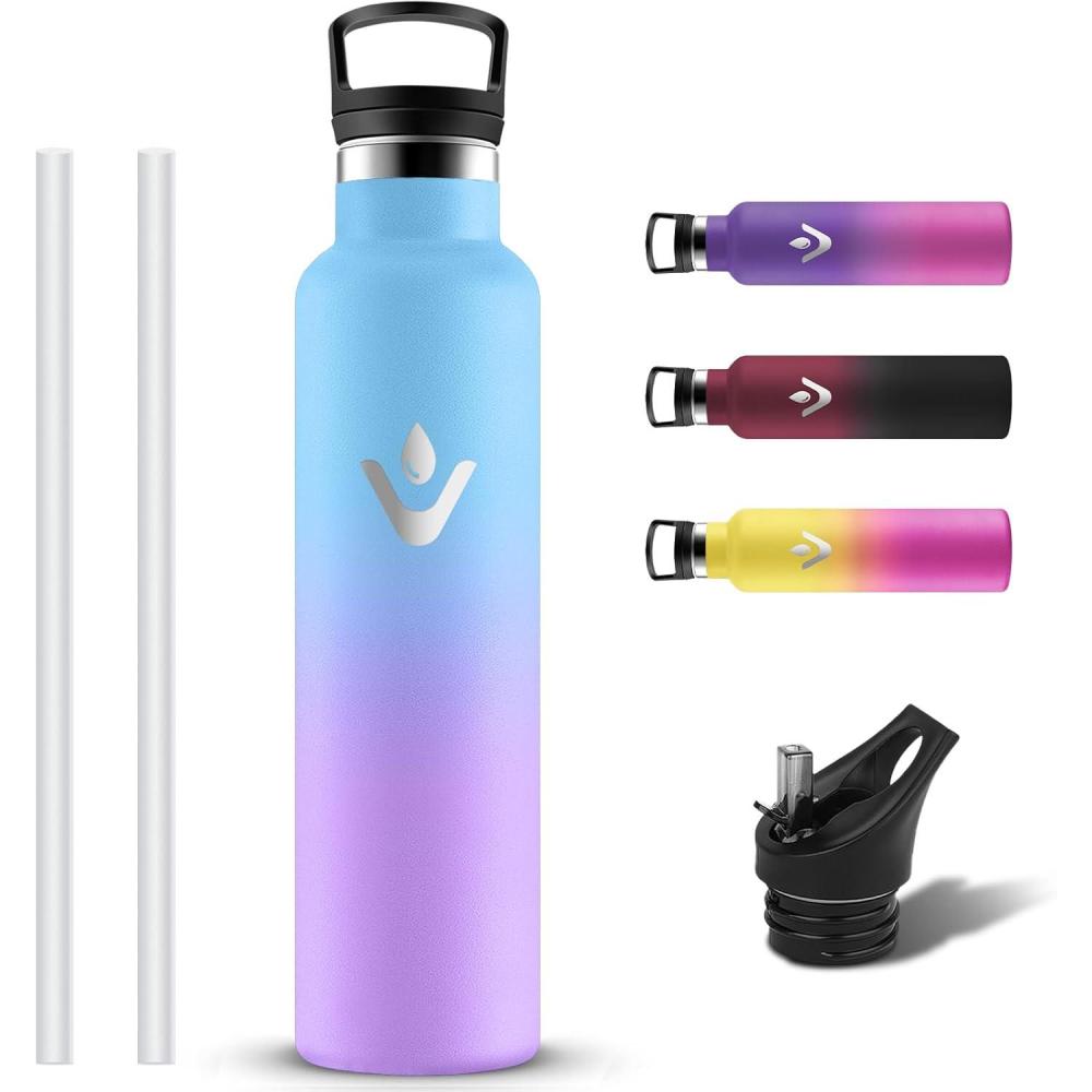 image:imageGourde Isotherme Gourde 1l Sans BPA Bouteille Isotherme Anti Fuite Gourd Metal Double Isolation Gourd Sport 24h Froid amp 12h Chaud Bouteille deau pour Randonne Camping Aptitude YogaBleuviolet