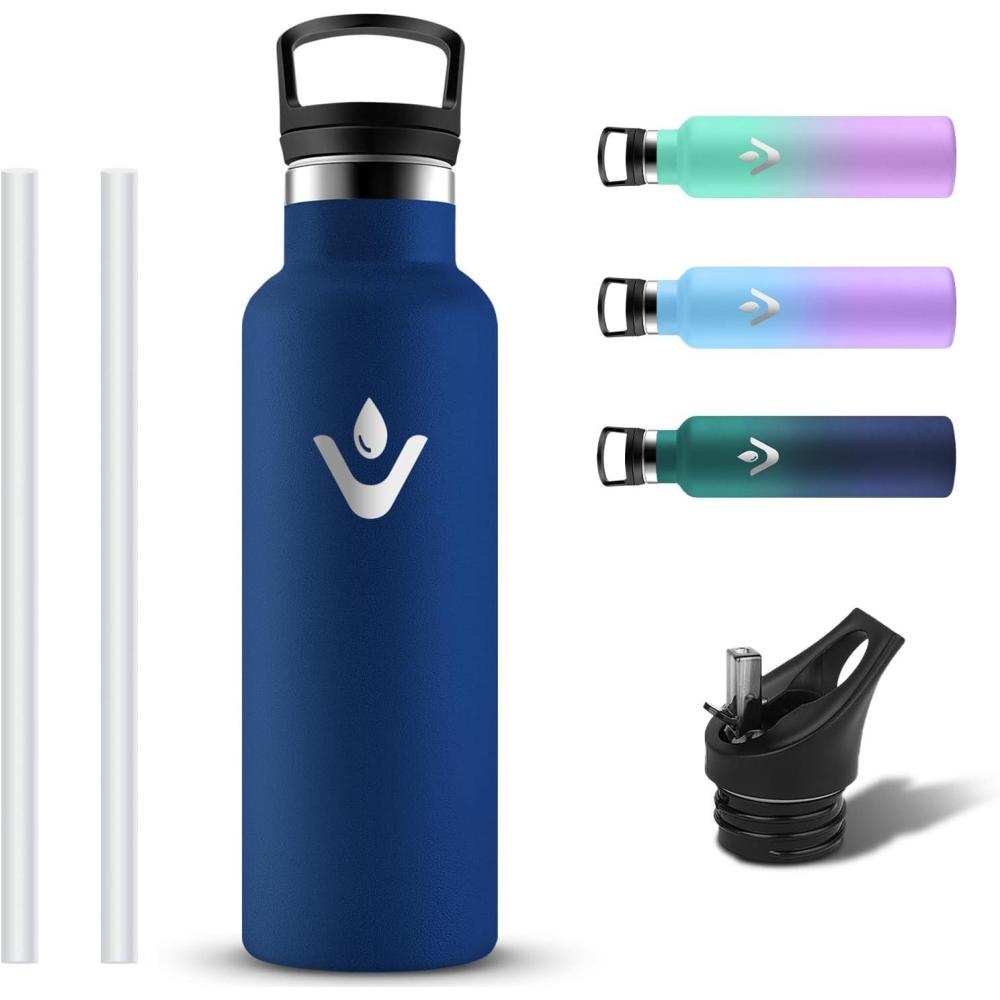 image:imageGourde Isotherme Gourde 1l Sans BPA Bouteille Isotherme Anti Fuite Gourd Metal Double Isolation Gourd Sport 24h Froid amp 12h Chaud Bouteille deau pour Randonne Camping Aptitude YogaBleu Fonc