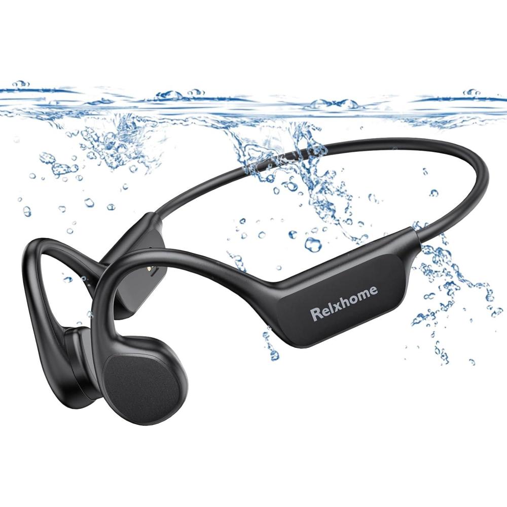 image:imageRelxhome Casque Conduction Osseuse couteur Natation Bluetooth 54 mmoire 32 Go intgre Lecteur MP3 tanche IPX8 10 Heures de Jeu Ecouteur Natation sans Fil Casque Sport pour la Natation10 heures dutilisation