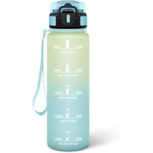 Bouteille, Réutilisable, Gourde Sport 1 Litre, Slogans de Motivation Marqueur Horaire, Bouteille D&rsquo;eau, Étanche, Gourde pour Salle de Sport, Vélo, Bureau, Extérieur, École