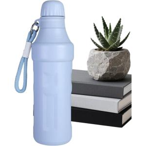 Bouteille d&rsquo;eau thermique – Portable sous vide de 500 ml avec sangle Petite bouche en acier inoxydable Maintient 12 heures de chaleur et 8 heures d&rsquo;eau froide pour boire des boissons sportives dans(Bleu)
