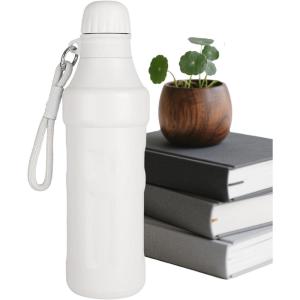 Bouteille d&rsquo;eau thermique – Portable sous vide de 500 ml avec sangle Petite bouche en acier inoxydable Maintient 12 heures de chaleur et 8 heures d&rsquo;eau froide pour boire des boissons sportives dans(Blanc)
