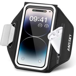 Brassard de téléphone pour Course à Pied Design 3D Armband Running avec Poche zippée, Brassard de Sport résistant Brassard Telephone à l&rsquo;eau pour iPhone 16 15 14 13 12 11 Pro Jusqu&rsquo;à 6.9&Prime;(Noir (Brassard telephone  6 9&Prime;))