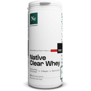 Clear whey 100% Native – 500 gr – Pêche Hibiscus – Exculsivité mondiale : Whey Hydrolysée Native + Collagène bovin Peptan® + Électrolytes – Sport et Santé – Nutrielement | By Nutrimuscle(Pêche Hibiscus)