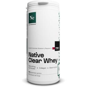 Clear whey 100% Native – 500 gr – Pêche Hibiscus – Exculsivité mondiale : Whey Hydrolysée Native + Collagène bovin Peptan® + Électrolytes – Sport et Santé – Nutrielement | By Nutrimuscle(Myrtille Framboise)