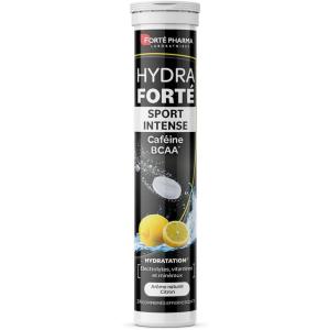Forté Pharma – Hydra Forté Sport Intense – Electrolytes, Caféine, Mineraux, Magnesium, BCAA, Vitamine C – Hydratation, Activité sportive – 24 comprimés effervescents citron, 1 à 2/jour(Blanc)