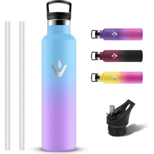 Gourde Isotherme, Gourde 1l, Sans BPA, Bouteille Isotherme, Anti Fuite, Gourd Metal, Double Isolation, Gourd Sport, 24h Froid & 12h Chaud, Bouteille d&rsquo;eau pour Randonnée, Camping, Aptitude, Yoga(Bleu-violet)