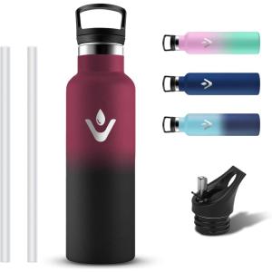 Gourde Isotherme, Gourde 1l, Sans BPA, Bouteille Isotherme, Anti Fuite, Gourd Metal, Double Isolation, Gourd Sport, 24h Froid & 12h Chaud, Bouteille d&rsquo;eau pour Randonnée, Camping, Aptitude, Yoga(Rouge-noir)