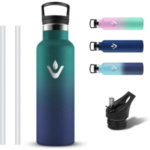 Gourde Isotherme, Gourde 1l, Sans BPA, Bouteille Isotherme, Anti Fuite, Gourd Metal, Double Isolation, Gourd Sport, 24h Froid & 12h Chaud, Bouteille d&rsquo;eau pour Randonnée, Camping, Aptitude, Yoga(Vert-bleu)
