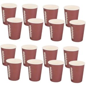 TOPBATHY 48 Gobelets en Papier Thème Rugby Marron 250 Ml Jetables pour Boissons Froides et Chaudes Adaptés Fêtes Sportives Anniversaires et Rassemblements Jour de Match