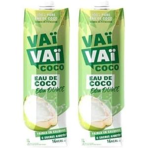 Vaïvaï – Eau de Coco – 100% Pur Jus – Douce et Rafraîchissante – Sans Sucres Ajoutés – 1 Brique Tetra Pak d’1L(1 l (Lot de 2))