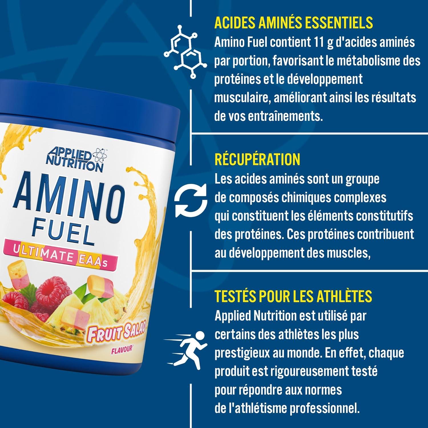 image:imageApplied Nutrition Amino Fuel Complment dAcides Amins Poudre dAcides Amins Essentiels BCAA en Poudre Carburant Musculaire et Rcupration 390 g 30 PortionsCandy Ice Blast