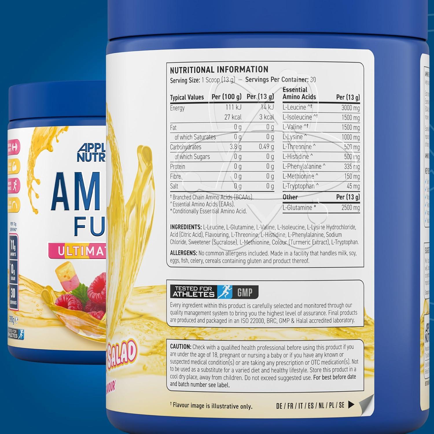 image:imageApplied Nutrition Amino Fuel Complment dAcides Amins Poudre dAcides Amins Essentiels BCAA en Poudre Carburant Musculaire et Rcupration 390 g 30 PortionsFruit Salad