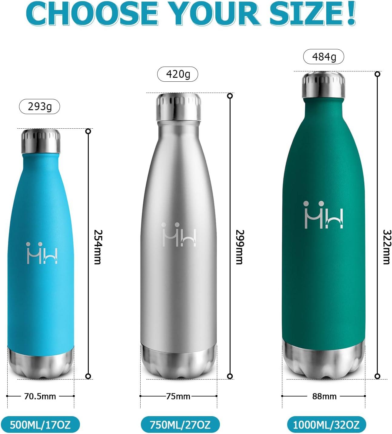 image:imageBouteille Isotherme 500ml Gourde Mtal sans BPA Bouteille deau Inox Double Paroi Rutilisable Bouteille tanche Gourde Sport Yoga Bureau cole Randonne Voyage Camping pour Enfant ou AdulteBleu Ciel