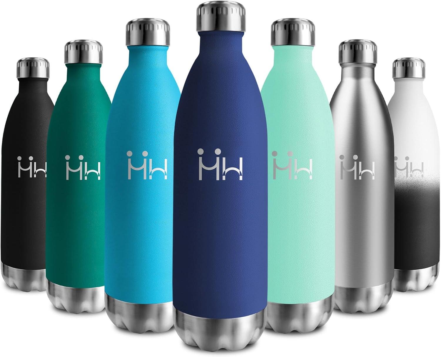 image:imageBouteille Isotherme 500ml Gourde Mtal sans BPA Bouteille deau Inox Double Paroi Rutilisable Bouteille tanche Gourde Sport Yoga Bureau cole Randonne Voyage Camping pour Enfant ou AdulteBleu Fonc