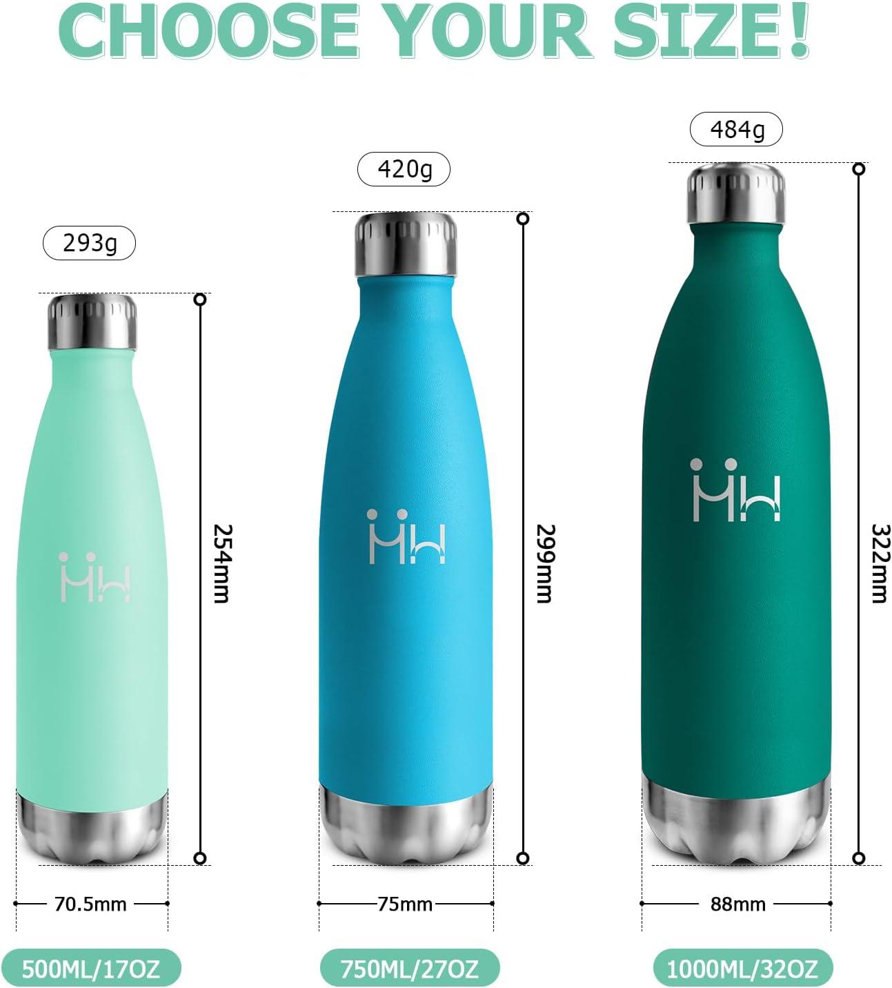 image:imageBouteille Isotherme 500ml Gourde Mtal sans BPA Bouteille deau Inox Double Paroi Rutilisable Bouteille tanche Gourde Sport Yoga Bureau cole Randonne Voyage Camping pour Enfant ou AdulteBleuvert