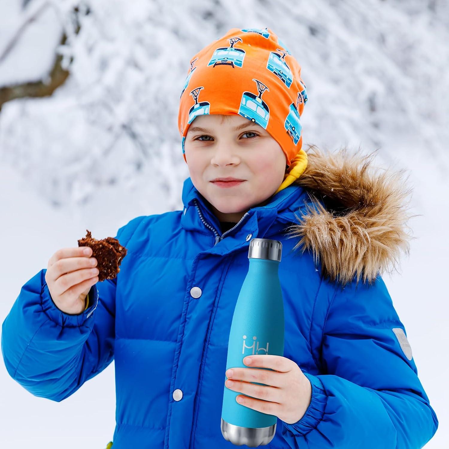 image:imageBouteille Isotherme 500ml Gourde Mtal sans BPA Bouteille deau Inox Double Paroi Rutilisable Bouteille tanche Gourde Sport Yoga Bureau cole Randonne Voyage Camping pour Enfant ou AdulteBleu Ciel