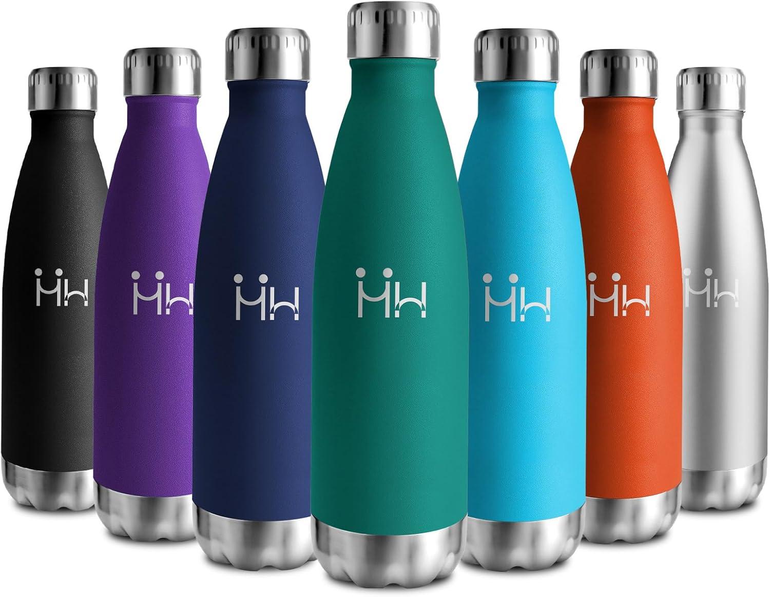 image:imageBouteille Isotherme 500ml Gourde Mtal sans BPA Bouteille deau Inox Double Paroi Rutilisable Bouteille tanche Gourde Sport Yoga Bureau cole Randonne Voyage Camping pour Enfant ou AdulteVert Fonc