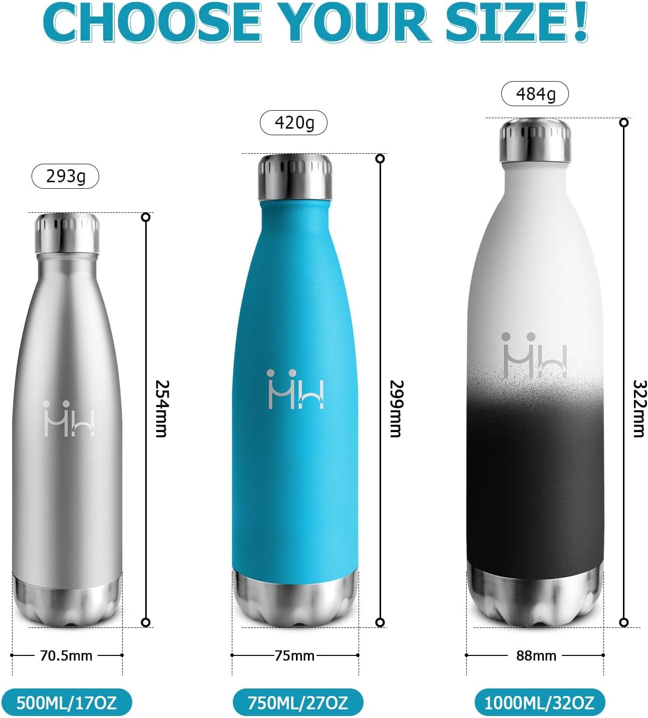 image:imageBouteille Isotherme 500ml Gourde Mtal sans BPA Bouteille deau Inox Double Paroi Rutilisable Bouteille tanche Gourde Sport Yoga Bureau cole Randonne Voyage Camping pour Enfant ou AdulteBleu Ciel