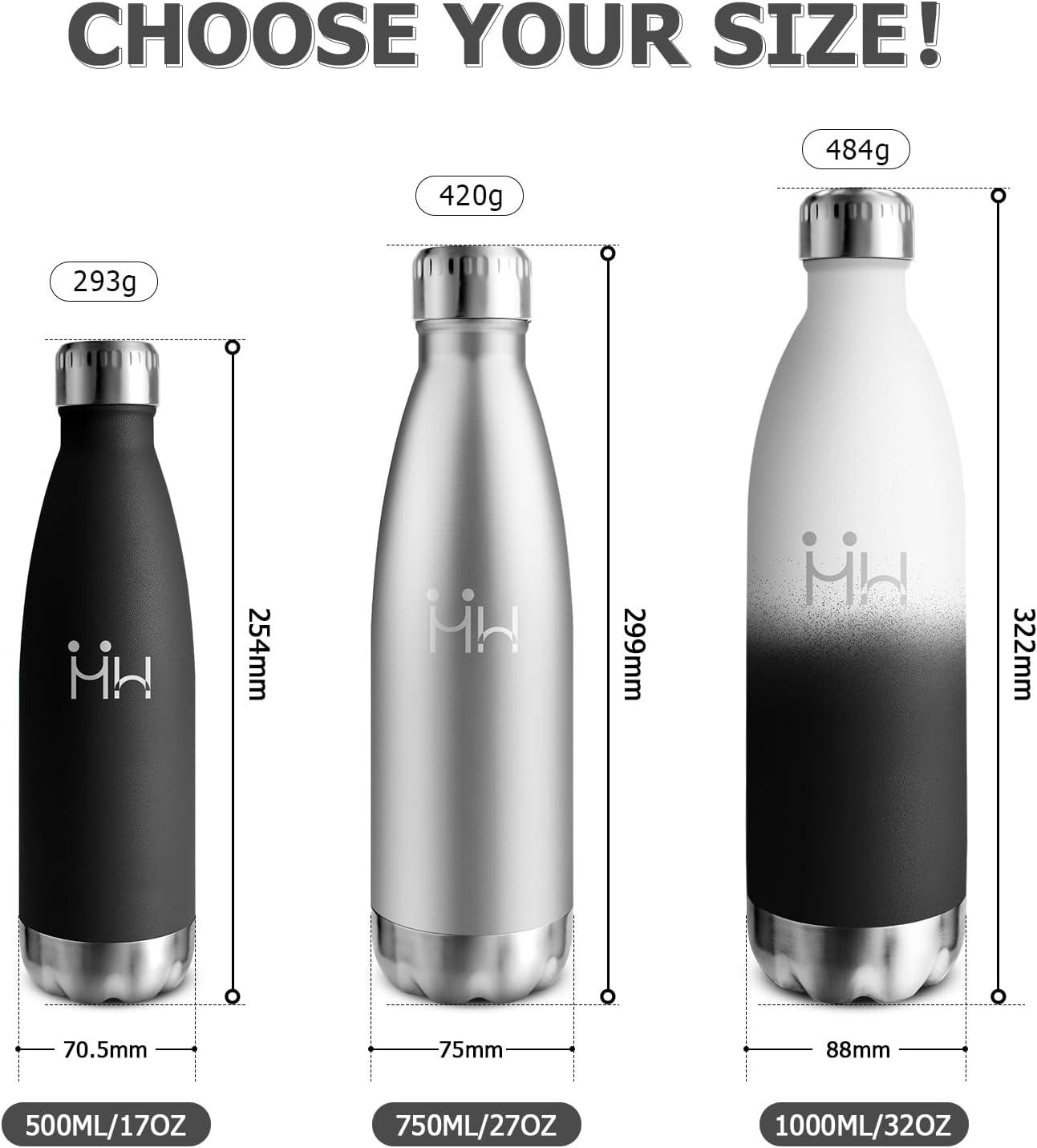 image:imageBouteille Isotherme 500ml Gourde Mtal sans BPA Bouteille deau Inox Double Paroi Rutilisable Bouteille tanche Gourde Sport Yoga Bureau cole Randonne Voyage Camping pour Enfant ou AdulteAcier Inoxydable