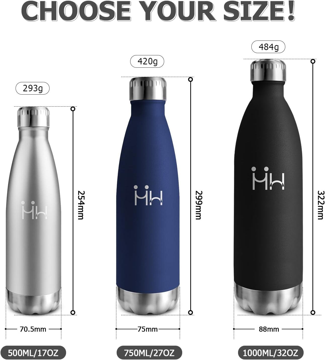 image:imageBouteille Isotherme 500ml Gourde Mtal sans BPA Bouteille deau Inox Double Paroi Rutilisable Bouteille tanche Gourde Sport Yoga Bureau cole Randonne Voyage Camping pour Enfant ou AdulteAcier Inoxydable