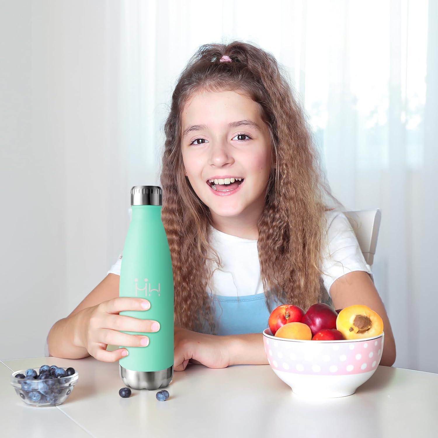 image:imageBouteille Isotherme 500ml Gourde Mtal sans BPA Bouteille deau Inox Double Paroi Rutilisable Bouteille tanche Gourde Sport Yoga Bureau cole Randonne Voyage Camping pour Enfant ou AdulteBleuvert