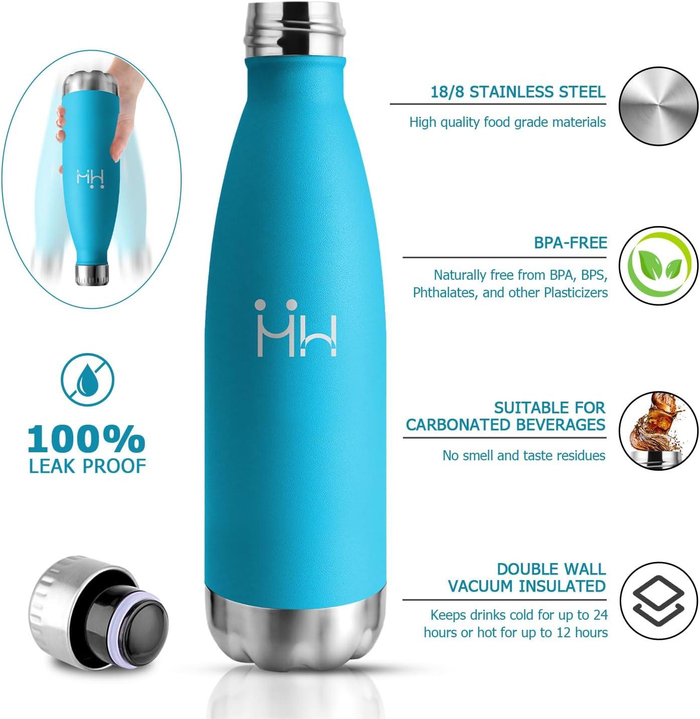 image:imageBouteille Isotherme 500ml Gourde Mtal sans BPA Bouteille deau Inox Double Paroi Rutilisable Bouteille tanche Gourde Sport Yoga Bureau cole Randonne Voyage Camping pour Enfant ou AdulteBleu Ciel