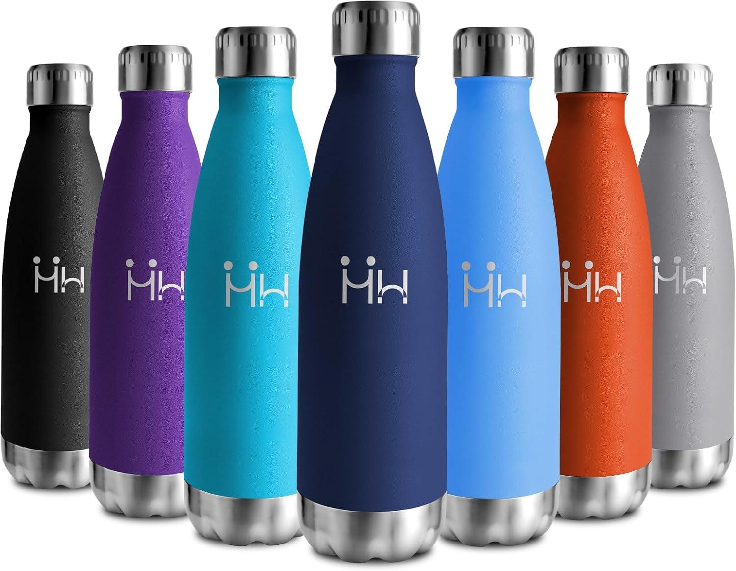image:imageBouteille Isotherme 500ml Gourde Mtal sans BPA Bouteille deau Inox Double Paroi Rutilisable Bouteille tanche Gourde Sport Yoga Bureau cole Randonne Voyage Camping pour Enfant ou AdulteBleu Fonc