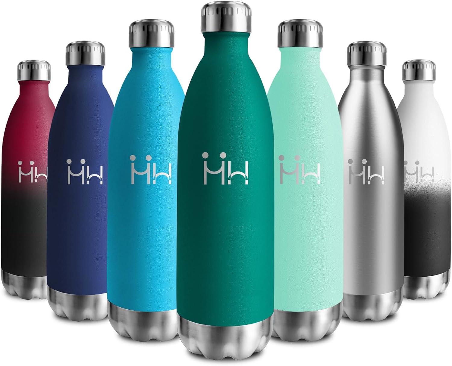 image:imageBouteille Isotherme 500ml Gourde Mtal sans BPA Bouteille deau Inox Double Paroi Rutilisable Bouteille tanche Gourde Sport Yoga Bureau cole Randonne Voyage Camping pour Enfant ou AdulteVert Fonc