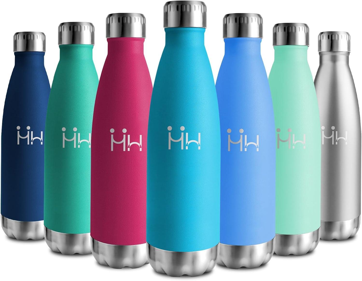 image:imageBouteille Isotherme 500ml Gourde Mtal sans BPA Bouteille deau Inox Double Paroi Rutilisable Bouteille tanche Gourde Sport Yoga Bureau cole Randonne Voyage Camping pour Enfant ou AdulteBleu Ciel