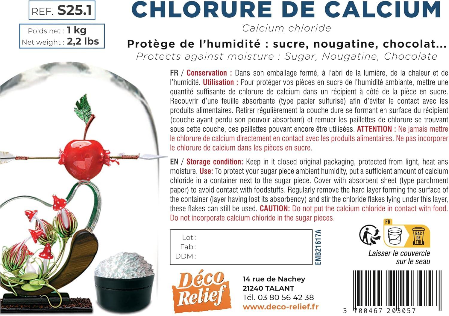 image:imageDco Relief Chlorure de Calcium 1 kg Dshydratant pour Conserver Pices en Sucre Nougatine Chocolat Ingrdient Professionnel Pour Ptisserie Confiserie S64