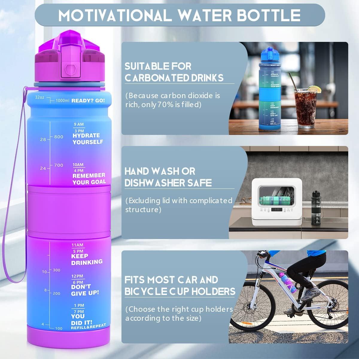 image:imageGourde Enfant sans BPA Tritan Plastique 500ML1L Gourde Sport Bouteille deau avec Marqueur de Temps et Filtre Fruits Gourde Reutilisable Pour Lcole Randonne Camping RunningBleuviolet